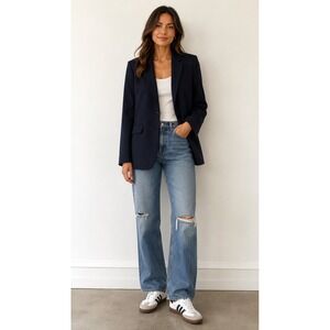 NWT J.Crew Womens Super 120s Wool Two-Button Blazer Navy Blue Size 4T Tall